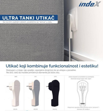 Slika Utikač ULTRA TANKI 16 A beli